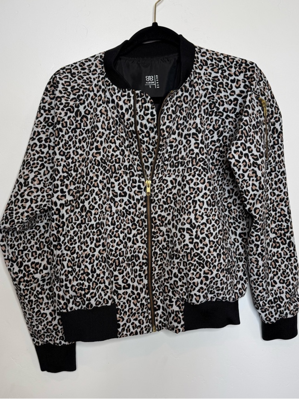 Albion Fit Leopard Cheetah Animal Print Zip Up Jacket Womens Size Small
